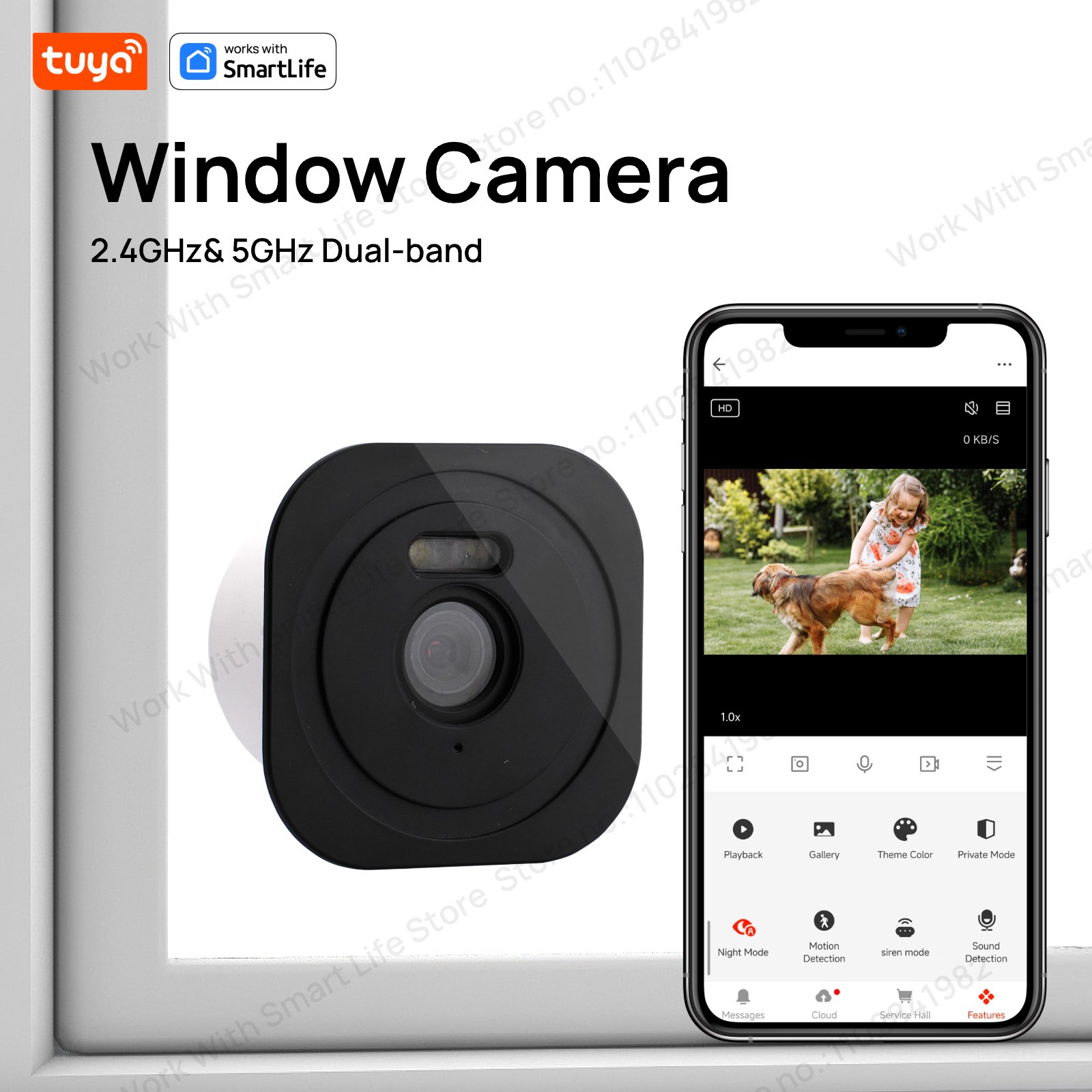 Home Security Lidar - 3MP 2K Tuya Window Camera,2.4GHz &