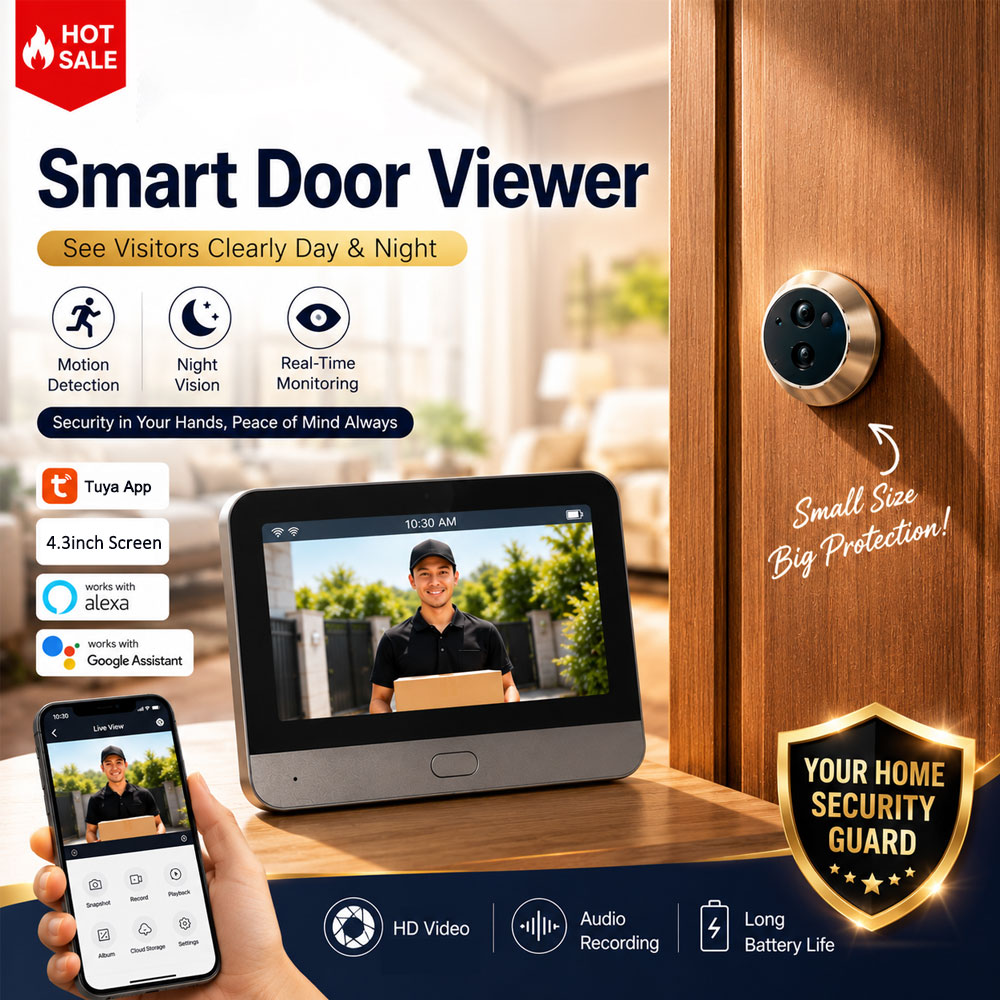 Home Security Google Camera - Tuya Smart 5MP Peephole Door Camera,