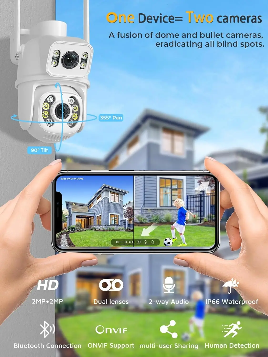 Outdoor Dual Lens 3MP WiFi PTZ - Home Security Google Camera ulasan dan harga