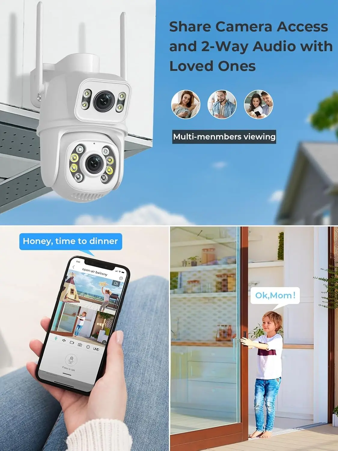 Outdoor Dual Lens 3MP WiFi PTZ - Home Security Google Camera ulasan dan harga