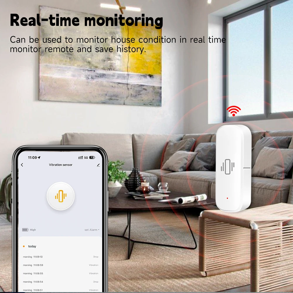WiFi/Zigbee Smart Vibration Se - Home Security App ulasan dan harga