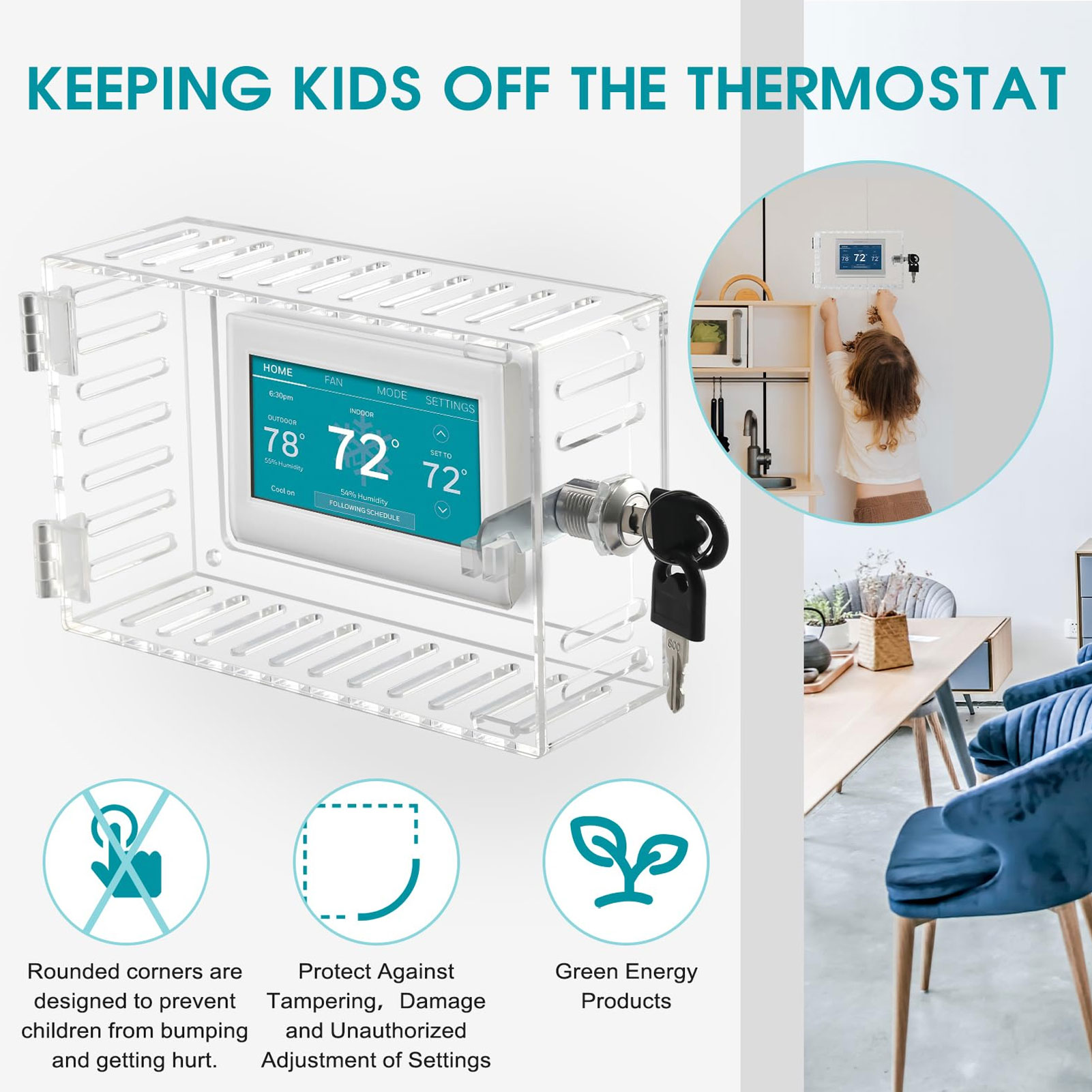 Thermostat Lock Box Clear Acry - Home Security Firms ulasan dan harga