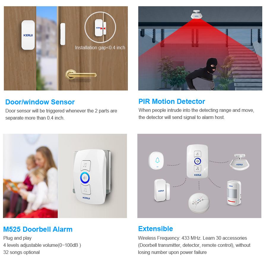 KERUI Wireless Doorbell Home S - Home Security Ring ulasan dan harga
