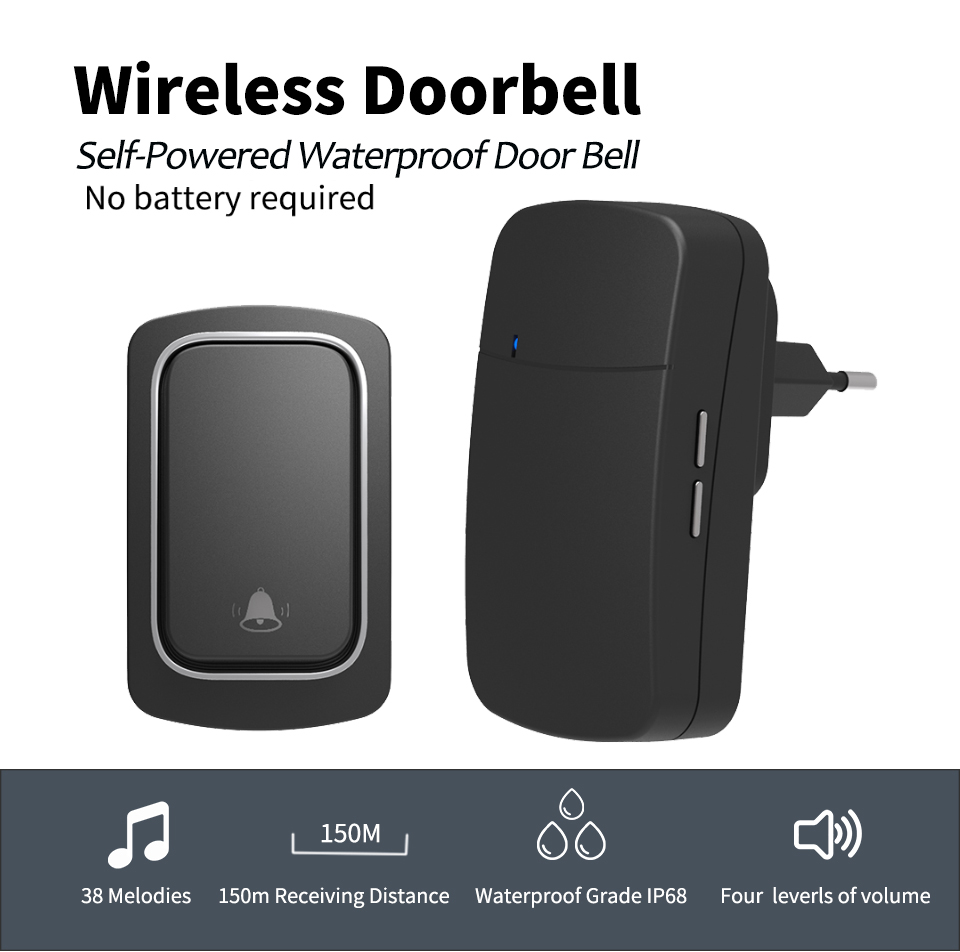 Wireless Doorbell Welcome Chim - Home Security Ring ulasan dan harga